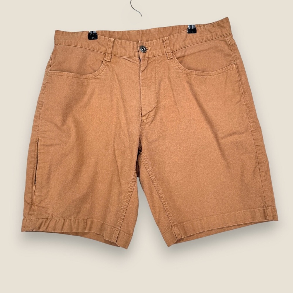 The North Face Canvas Hiking Shorts Men Size 34 Brown Rust Outdoor Zip Pocket